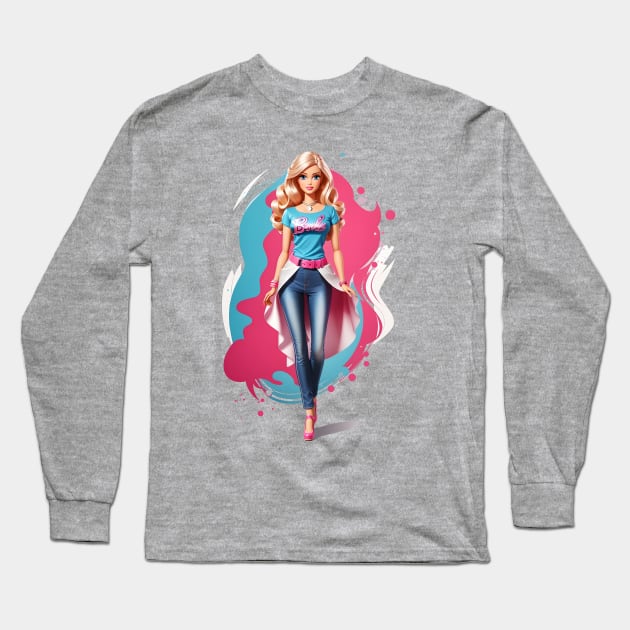 Barbie Long Sleeve T-Shirt by Buff Geeks Art